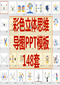 可编辑-思维导图彩色立体PPT数据图表模板148套