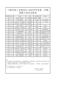 2019-2020学年度第一学期国旗下讲话安排表