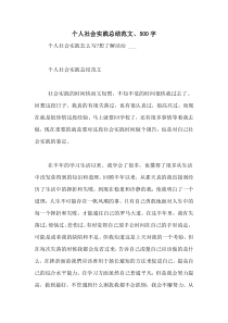 个人社会实践总结范文、500字