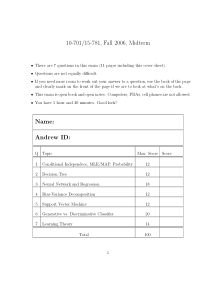 机器学习考试卷-midterm2006-solution