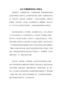 2020年暑期教师培训心得体会