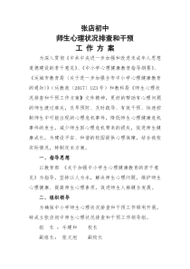张店初中心理排查和干预方案