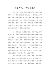打字员个人工作总结范文