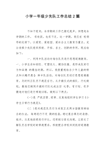 小学一年级少先队工作总结2篇