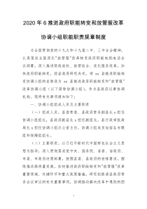 2020年6推进政府职能转变和放管服改革协调小组职能职责规章制度