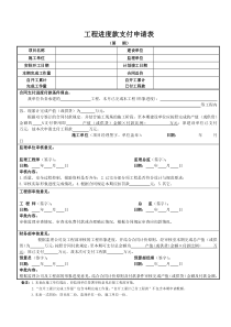 工程进度款支付申请表(施工单位填写)
