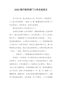 2020银行财务部门工作总结范文