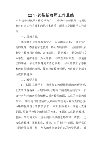 XX年老带新教师工作总结