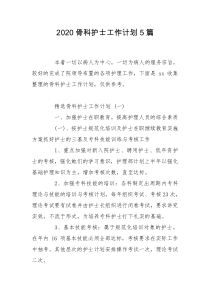 2020骨科护士工作计划5篇