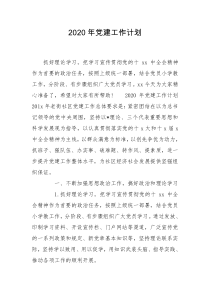2020年党建工作计划