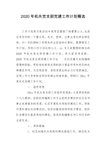 2020年机关党支部党建工作计划精选