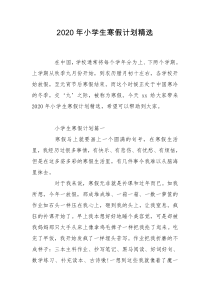 2020年小学生寒假计划精选