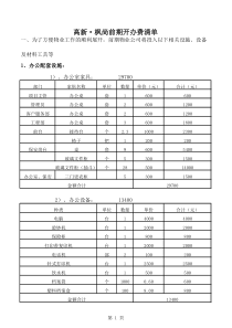 物业前期开办费清单