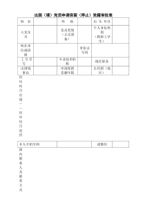 出国(境)党员申请保留(停止)党籍审批表