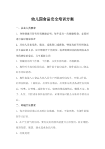 2020年幼儿园食品安全培训方案