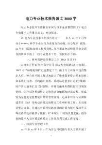 电力专业技术报告范文3000字