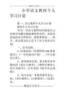 小学语文教师个人学习计划