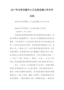 201-年乌审召镇中心卫生院党建工作半年总结