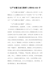 “从严治警五查五整顿”心得体会800字