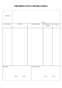 质量问题原因分析和纠正预防措施及实施报告
