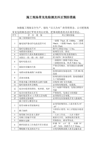 施工现场常见危险源及纠正预防措施