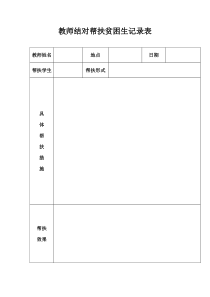 教师帮扶贫困生记录表