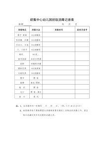 幼儿园班级消毒记录表