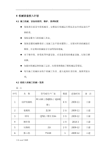 机械设备投入计划