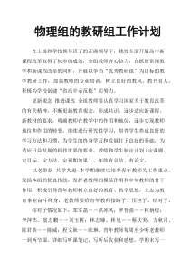 物理组的教研组工作计划