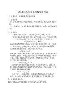 丙酮碘化反应速率常数实验报告
