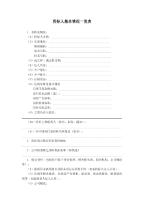 投标人基本情况一览表