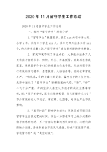 2020年11月留守学生工作总结