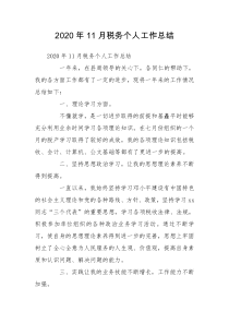 2020年11月税务个人工作总结