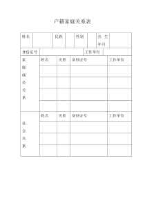 家庭成员信息表