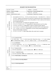 岗位说明书中英文