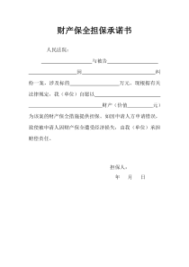 财产保全担保承诺书