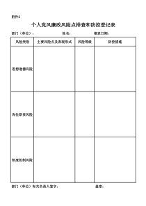 个人党风廉政风险点排查和防控登记表