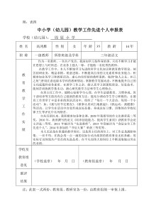 教学工作先进个人申报表   高鸿雁