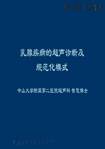 乳腺疾病的超声诊断及规范化模式智慧广州