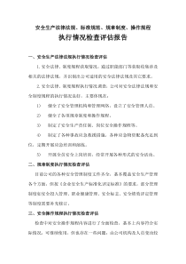 船舶安全生产法律法规、规章制度、操作规程执行情况检查评估报告