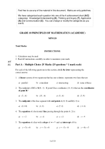 加拿大安大略省十年级数学试卷 英文