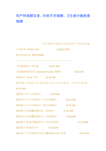 妇产科视频目录妇科手术视频卫生部分娩检查