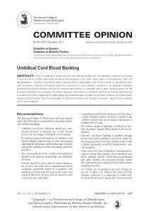 美国妇产科协会关于脐带血库专家意见——Umbilical Cord Blood Banking