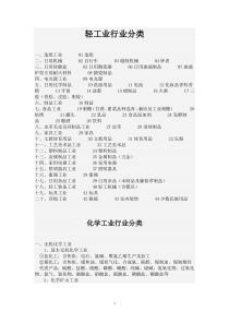 轻工业行业分类