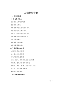 工业行业分类