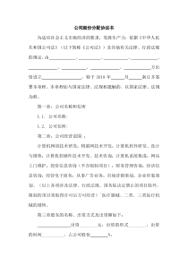 公司股份分配协议书