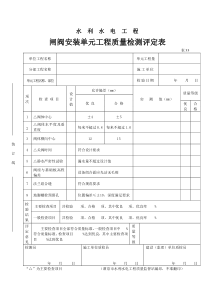 闸阀安装单元工程质量检测评定表