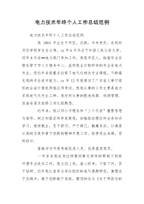电力技术年终个人工作总结范例