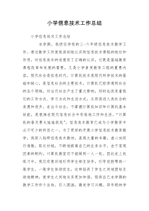 小学信息技术工作总结