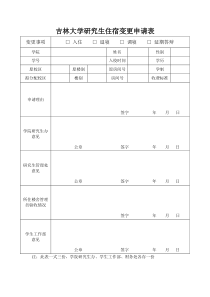 吉林大学研究生住宿变更申请表